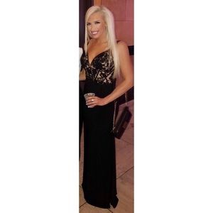 Black Beaded Bodice Gown